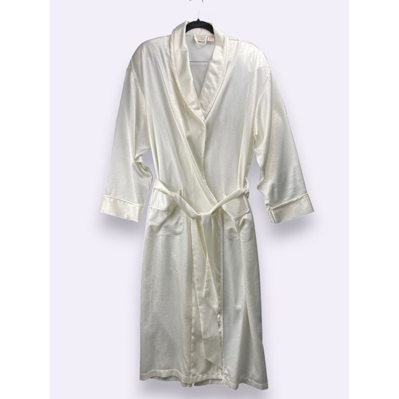 Victoria's Secret Other - Vintage Victorias Secret Gold Label White Satin Robe Shawl Collar M/L